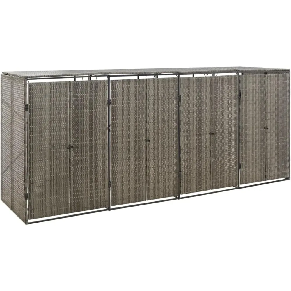 

Outdoor Trash Can Storage,Quadruple Wheelie Bin Shed,Trash Bin and Recyclables Storage Shed, Weatherproof Trash Can Storage Shed