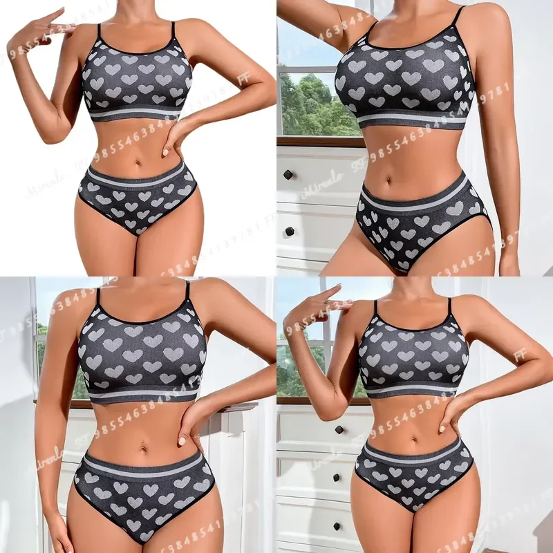 2pcs Seamless Women Sports Bra Set Korean Style Push Up Wireless Bra Sexy Tube Top High Elastic Panty Underwear Lingerie