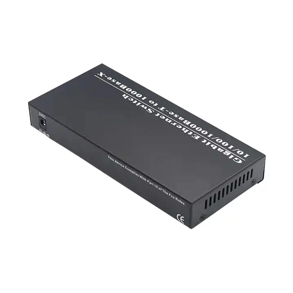 10/100/1000mbps single mode simplex 2 SC to 8 RJ45 Fiber Optical Media Converter Gigabit Ethernet switch G2F8E