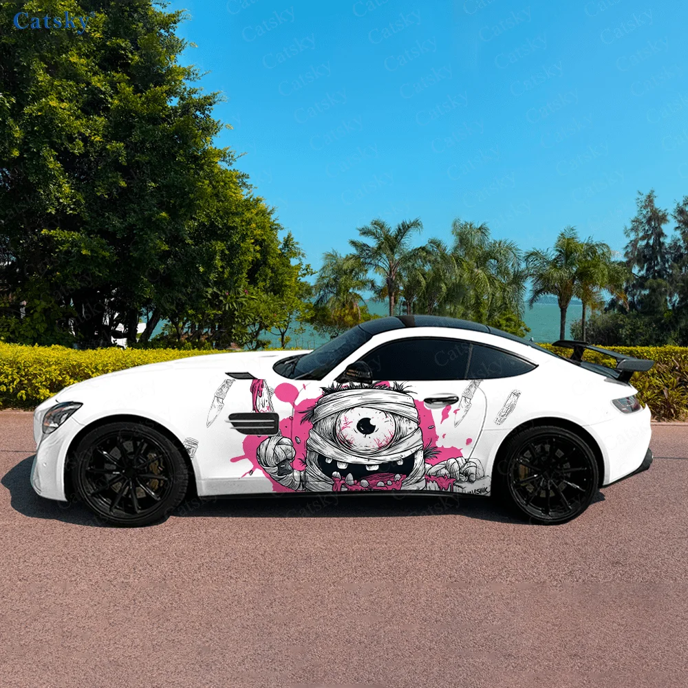 

Одноглазый бандажный автомобиль-монстр, виниловая наклейка, самоклеящаяся наклейка из ПВХ, подходит для грузовиков, внедорожников, декор, автоаксессуары, подарок