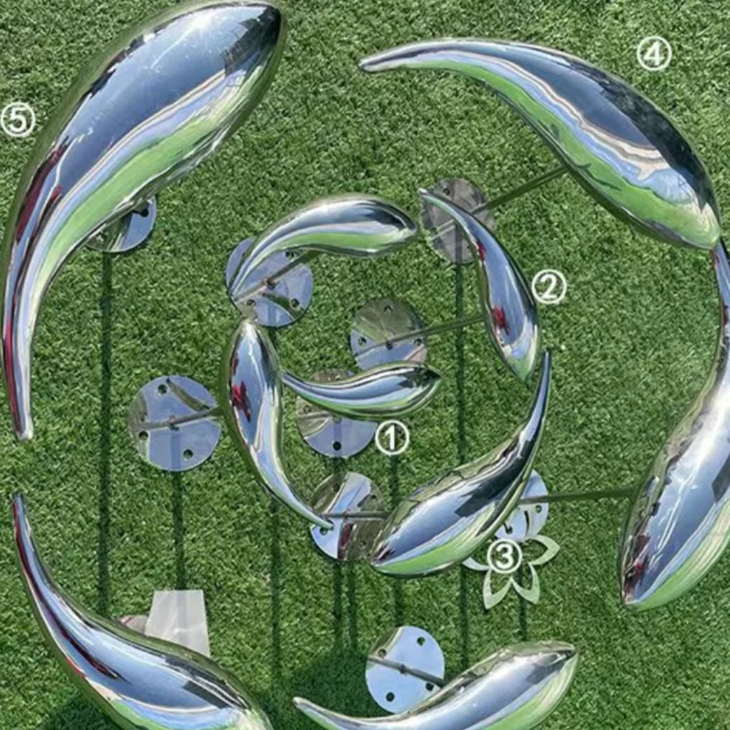 Outdoor 304 Stainless Steel Fish Sculpture Mirror Metal Small Fish Villa Park Pool Lawn Waterscape Fish Group Ornament