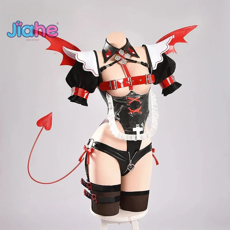 

Xena Anime Cosplay Women's Little Devil Sexy Black Bodysuit Demon Wings Outfits Role Play Lingerie Halloween Zaneri Costumes