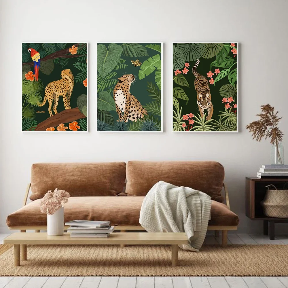 Cheetah Lion Tiger Leopard Jungle Nordic Posters And Prints Wall Art Canvas Painting Wall Pictures For Living Room Home Decor