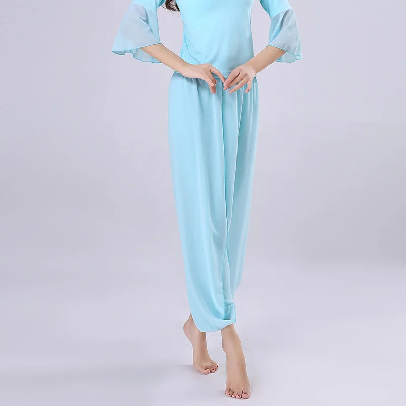 Spodnie do tańca latynoamerykańskiego z rozcięciem, szyfonowe spodnie do tańca nowoczesnego, do ćwiczeń tańca klasycznego, na występy sceniczne, do tańca brzucha i lirycznego.