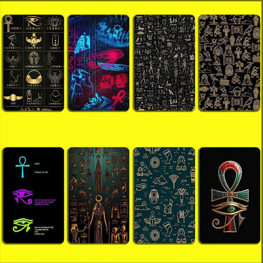 

Ancient Egypt Horus Eye Ankh Card Stickers For Debit Bank Credit Cards Metro Bus Pass Sticker Decoration Cover 4PCS Card Skin