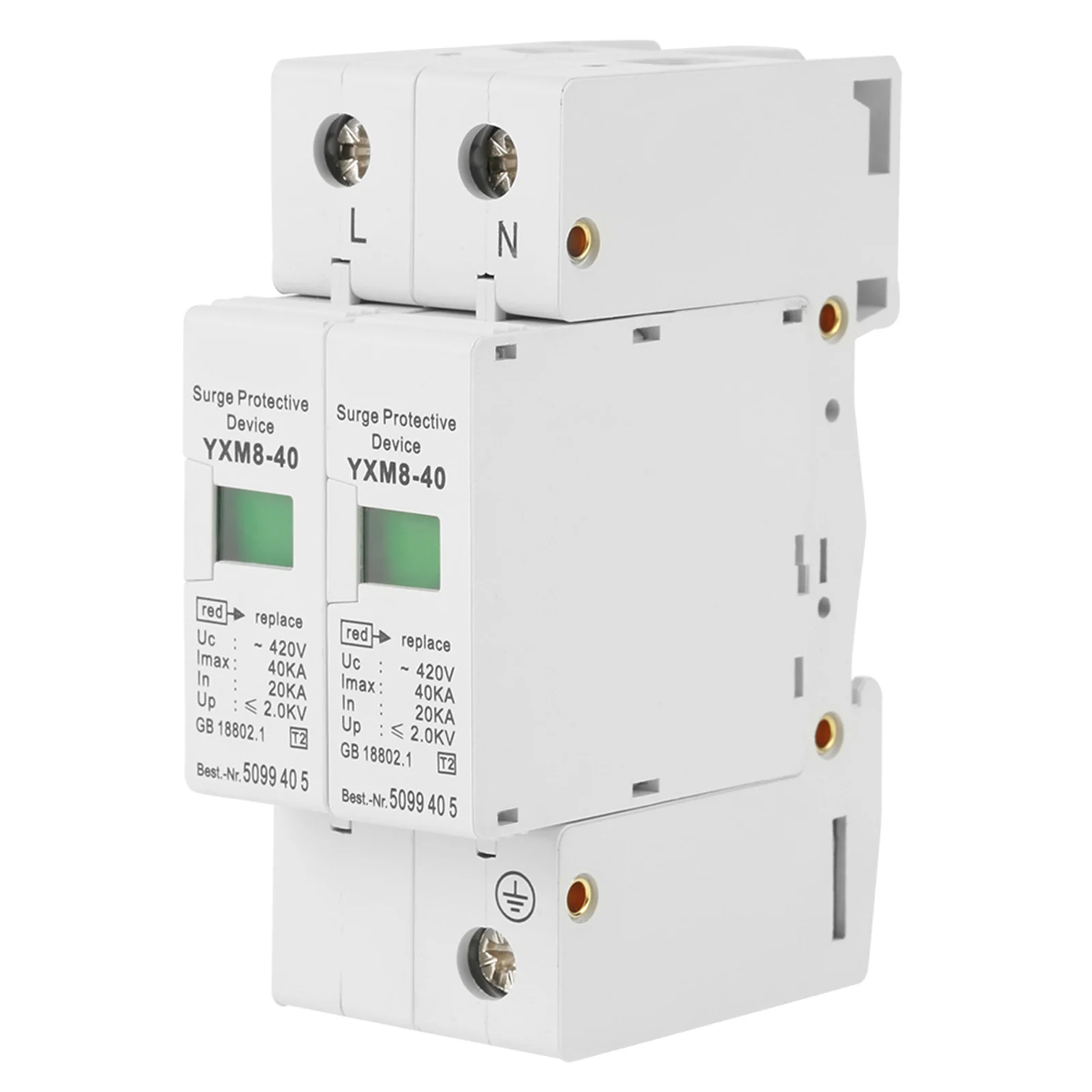 220V 2-pole 40kA Household Protective Low-Voltage Surge Arrester Low-Voltage Surge Arrester Protective Device