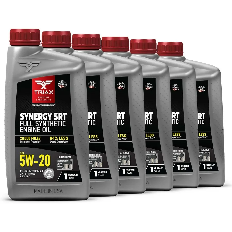 

Synergy SRT 5W20 Модифицированное моторное масло с полным синтетическим трением 20 тыс. миль API SP Лицензионно 3x защита от износа Nano Boron и Moly F