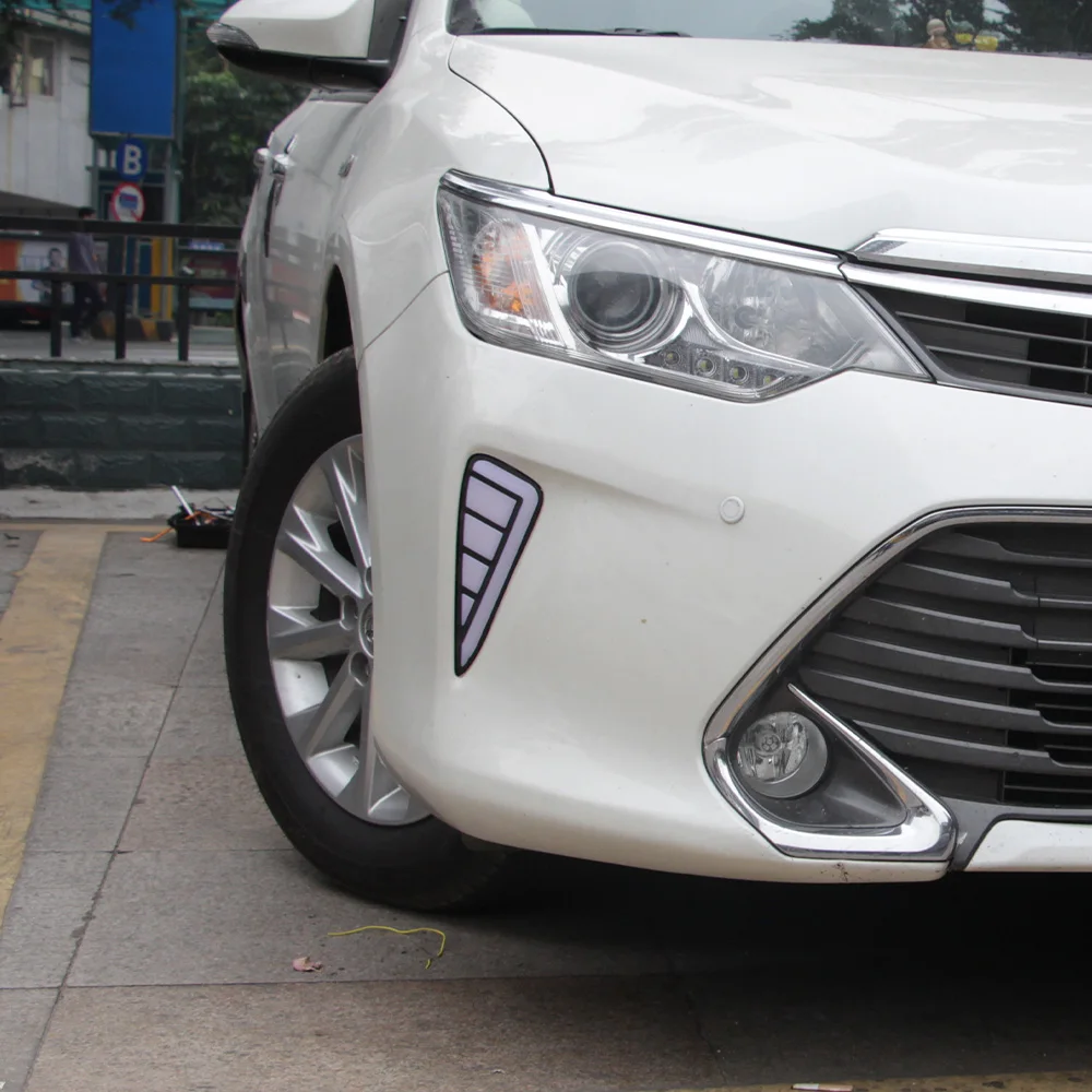 لتويوتا كامري 7th 2015-2017 المصد الأمامي ترقية LED الديناميكي النهار تشغيل ضوء أضواء السيارة الجمعية أداة الملحقات #3