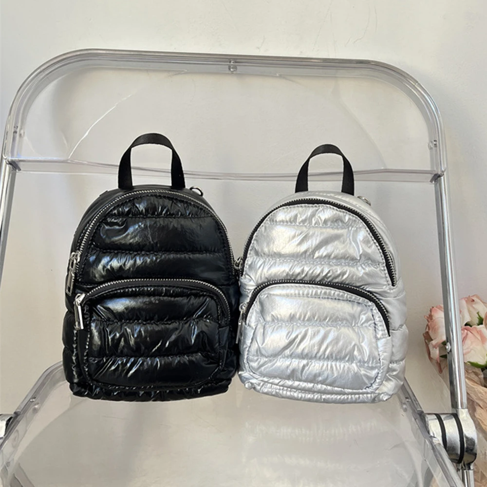 

Зимний нейлоновый женский рюкзак, хлопковые стеганые мини-рюкзаки, космические пуховые дорожные сумки для женщин, маленькие монеты, губная помада, сумка на плечо