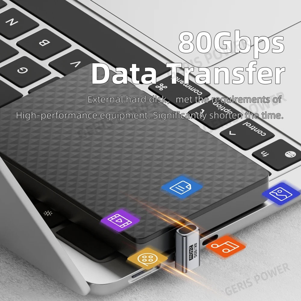 USB 4.0 PD 240W 8K 60Hz Charger Connector for Macbook 80Gbps High Speed USB C OTG U-Shaped Male to Female Adapter Extender