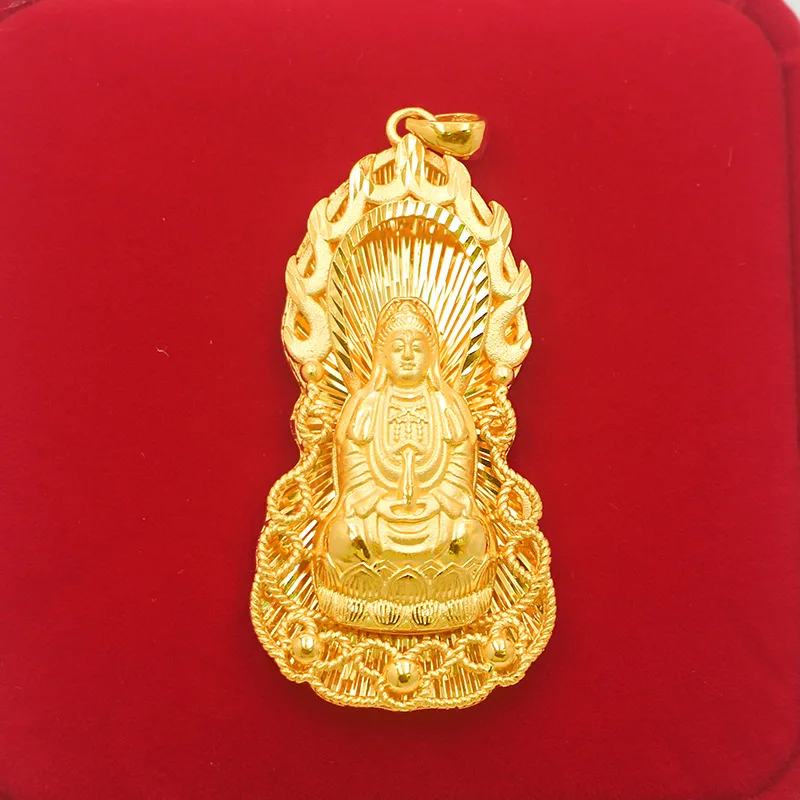9999 gold jewelry Guanyin medium-sized pendant necklace for benefiting all beings