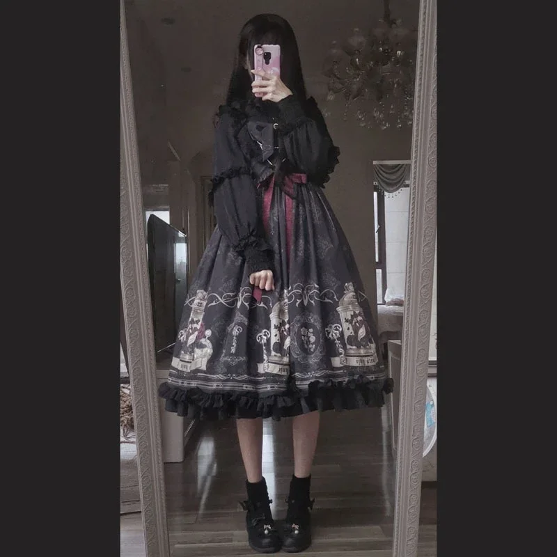 Japanese Harajuku role-playing costume Gothic style retro Lolita Jsk dress Nightingale and Rose Princess Victoria party dress