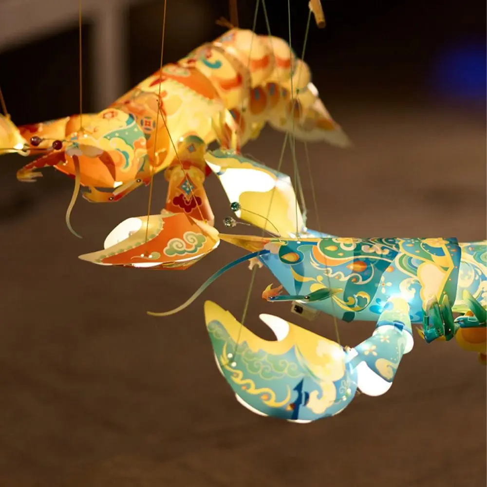 

Cartoon New Year Shrimp Lantern Chinese Style Traditional Spring Festival Portable Lantern Waterproof Blessing