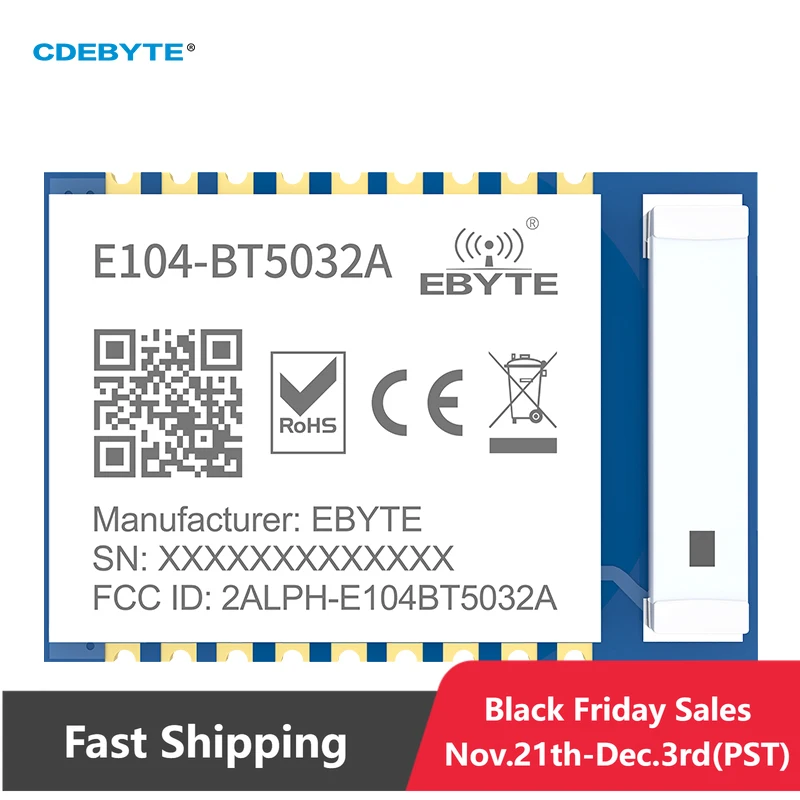 

CDEBYTE E104-BT5032A nRF52832 BLE 5,0 Bluetooth-модуль 2,4 ГГц UART 4 дБм 60 м маяк Ibeacon маломощный радиочастотный модуль керамическая антенна