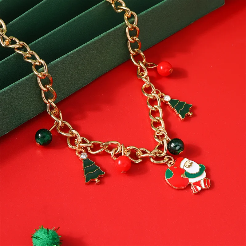 Aihua neue Mode Weihnachten Halskette für Frauen Mädchen Santa Claus Hirsch Glocke Weihnachten Stern Baum Anhänger Halskette Neujahr Geschenke – Detail 3