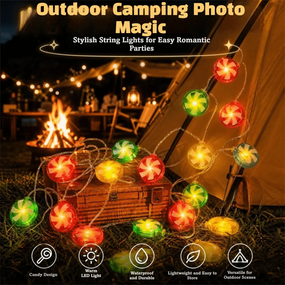 LED Christmas String Lights Christmas style Cute Christmas Tree Hangings Windmill Design USB Christmas Candy Garland Lights
