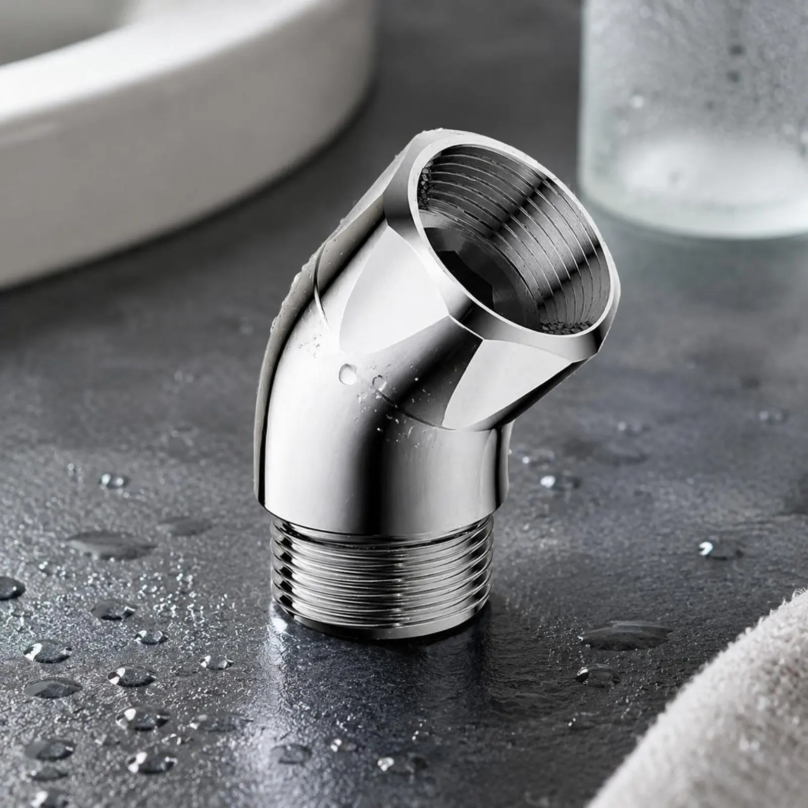 Adjustable Shower Angle Adapter Polished Metal Swivel Shower Elbow Bathroom Fixture Easy Installation High Pressure Resistance