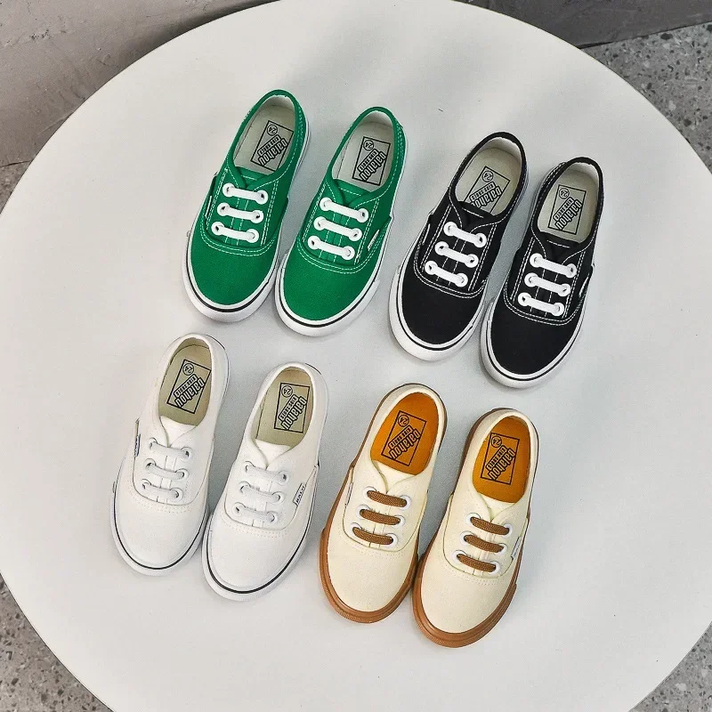 

Solid Color Children Canvas Shoes Sewing Thread Round Toe Non Slip Outdoor Kids New Fashion Minimalist Casual Soft Sole Shoes