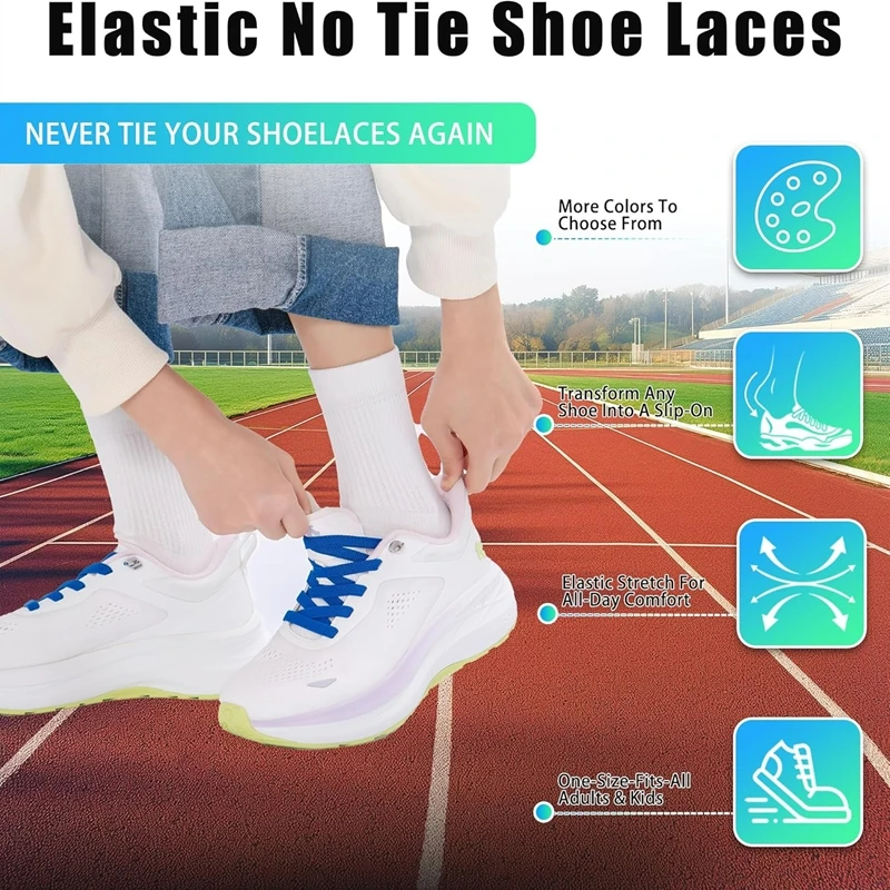 Elastische Schnürsenkel ohne Binden, bequeme Schnürsenkel, Einheitsgröße, schnelle Anbringung für Sneaker, Laufschuhe und Freizeitschuhe, bequem und strapazierfähig. – Detail 1
