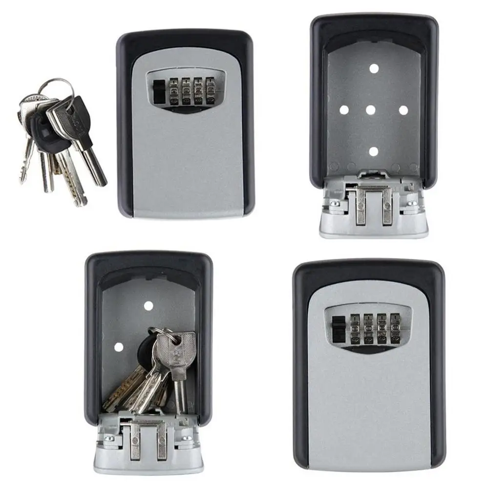 Wall Mount Key Storage Secret Box Organizer 4 Digit Combination Password Security Code Lock No Key Home Key Safe Plastic Box