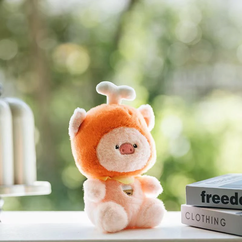 

24CM Kawaii Cartoon Simulation Anime Chicken Leg Hat Pig Animal Plush Toy Doll Children's Pig Baby Handmade Doll Festival Gift