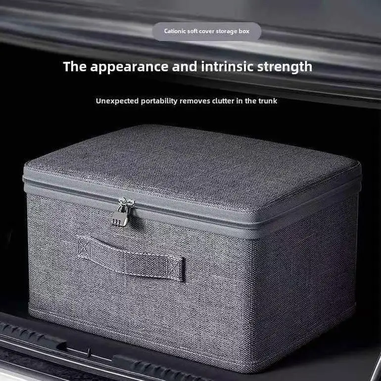 

Outdoor Travel Trunk Storage Box Car Rear Clothes Organizer Lockable Waterproof Vehicle Mounted Storage Basket