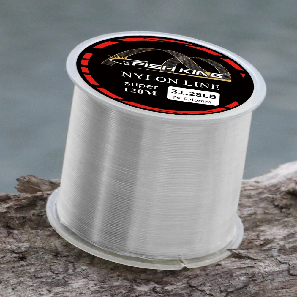 FISH KING 120M Super Strong Monofilament Fishing Line 0.14MM-0.60MM 4.13LB-34.32LB Nylon Line Carp Fishing Accessories