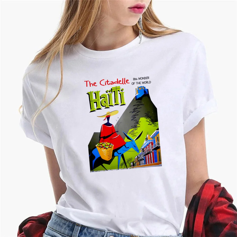 Haiti Tee women funny anime top female designer harajuku clothes