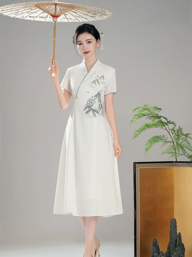 

Xiu Guan Tang 2026 Summer New Style Women's Embroidered Reformed Fashionable Chinese National Retro Dress