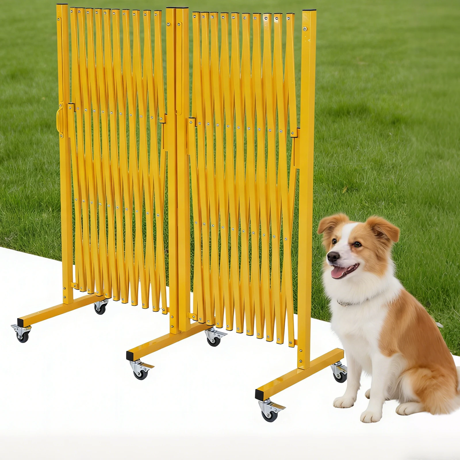 

Portable Free Standing Safety Barrier with Casters 0-180 Degree Rotating for Garage Home School Warehouse