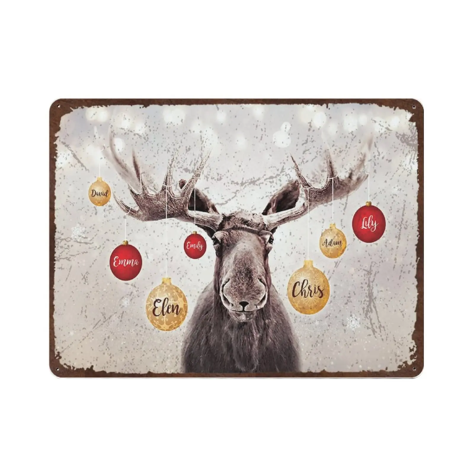 

Durable Thick Collectable Metal Sign,Moose Christmas Tin Sign,Vintage Wall Decor，Novelty Signs for Home Kitchen Cafe Bar Man Cav