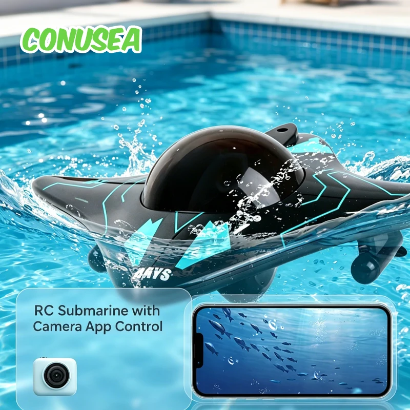 RC Submarine Boat With Camera wifi APP Remote Control Boats Waterproof Electric Machine Water Toys for Boys Children Kids Gifts