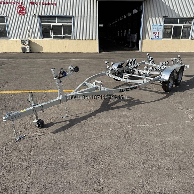 6.76m Double Axle Grey Soft Roller Boat Trailer Heavy Duty Marine Transport