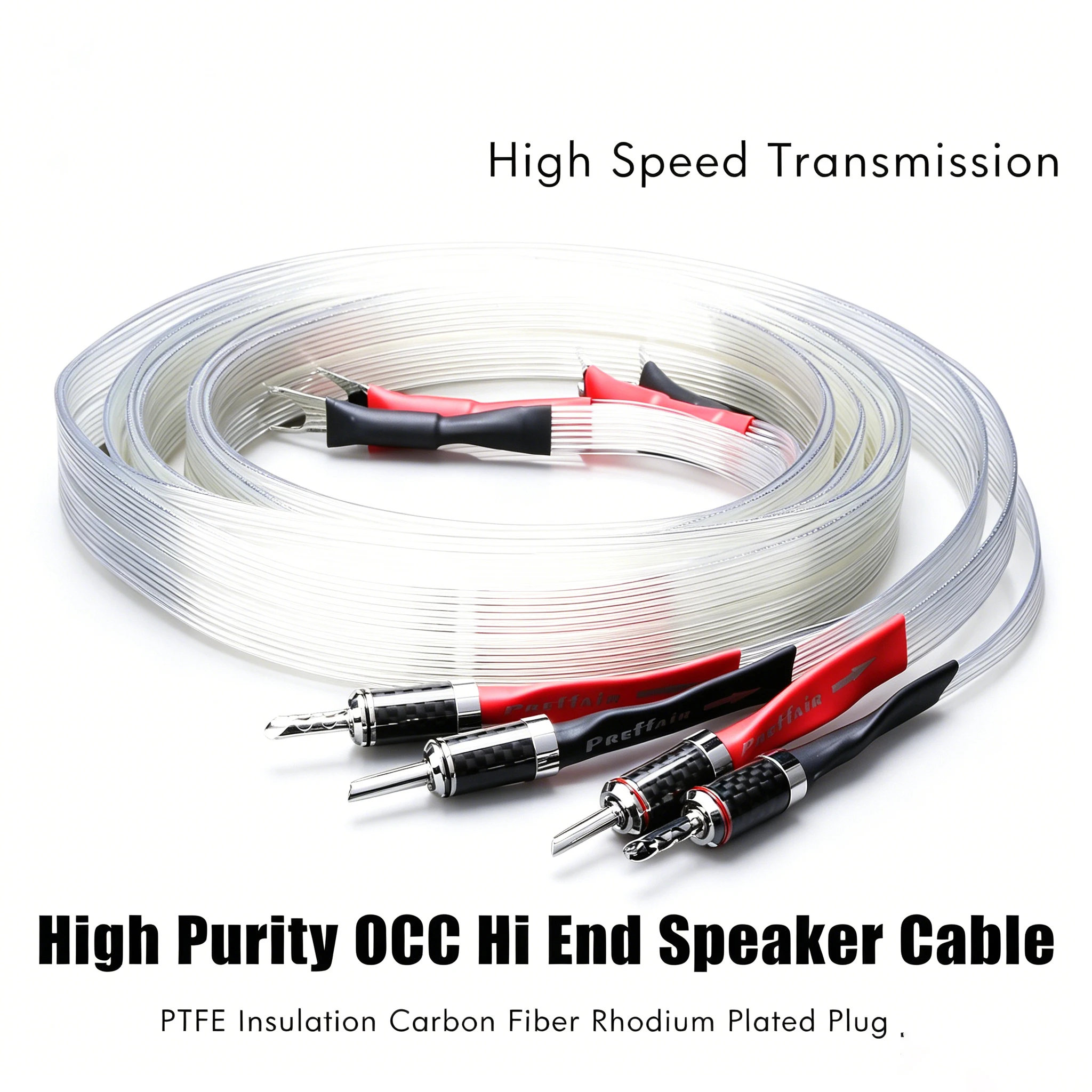 Pair Flat Speaker Cable Horn BFA Banana Y Plugs Cable 7n OCC Speaker Cable for Speaker Amplifier High Fidelity Sound