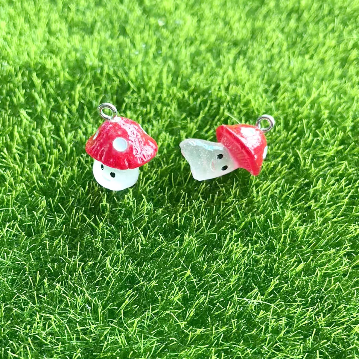 10pcs  Simulation Colorful  Luminous Mushroom Charms For Pendant DIY Earrings Necklace Jewelry Accessories Finding