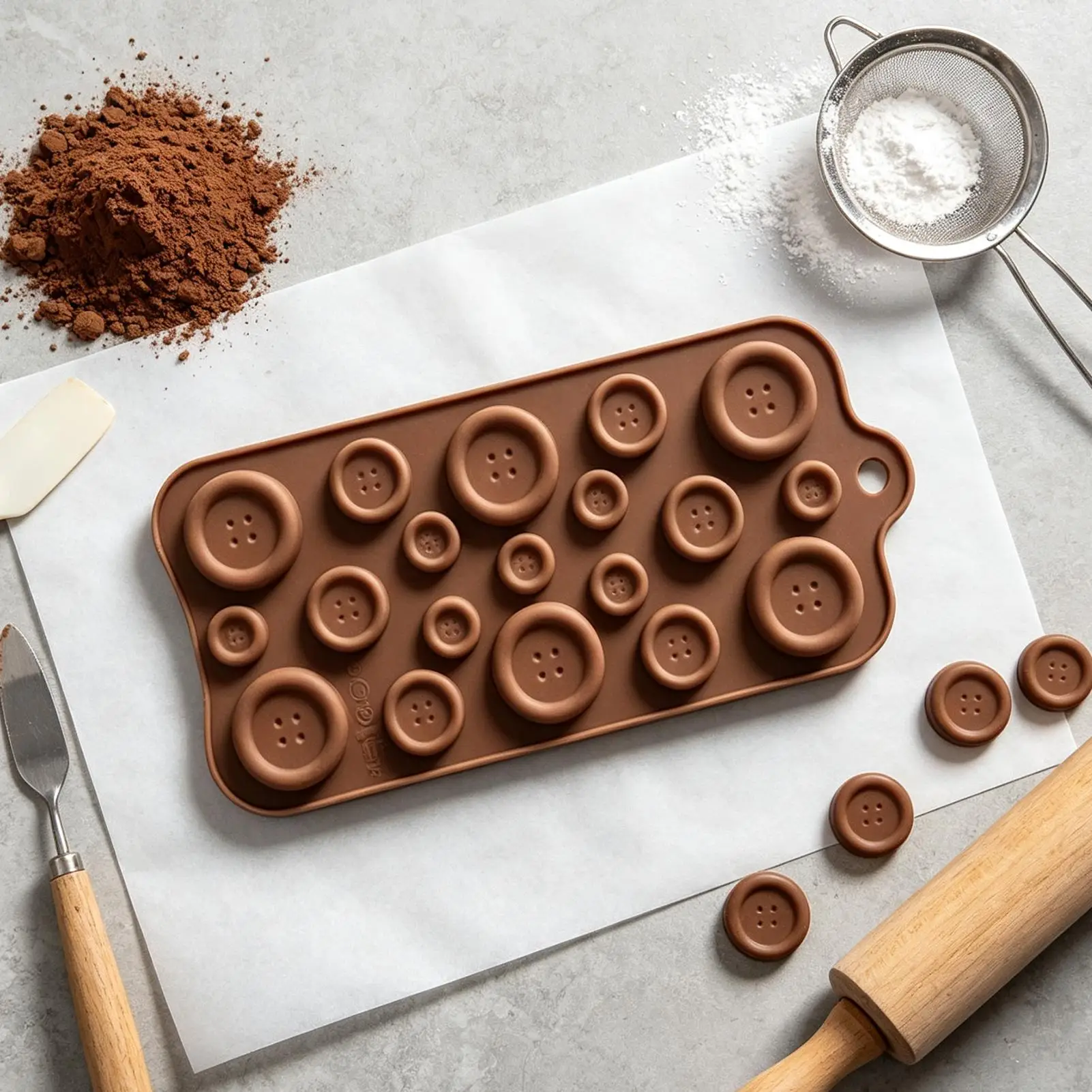 Funny Button Letter Silicone Molds Easy Release Reusable Chocolate Candy Mold Non-Stick Baking Mold for Fondant Cupcake Topper
