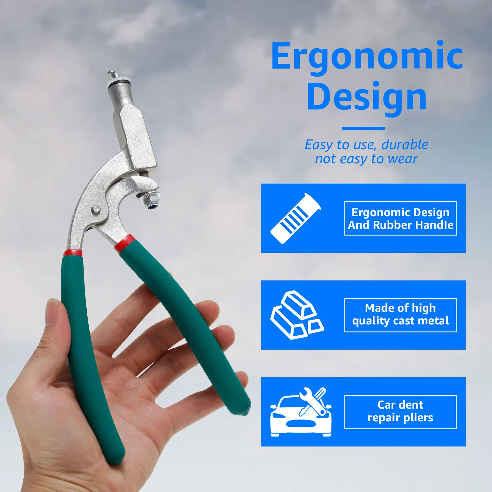 Car Dent Repair Tool Universal Flat Hole Pliers Car Hood Repair Tool Pliers Stainless Steel Car Door Fender Edge Repair Tool