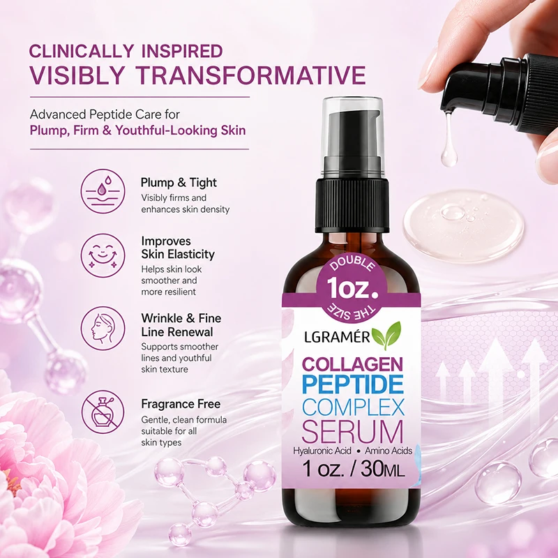 Collagen Peptide Complex Serum LGRAMER Hydrating Anti Wrinkle Facial Serum Moisturize Improve Rough Dull Skin Care 30ml/50ml