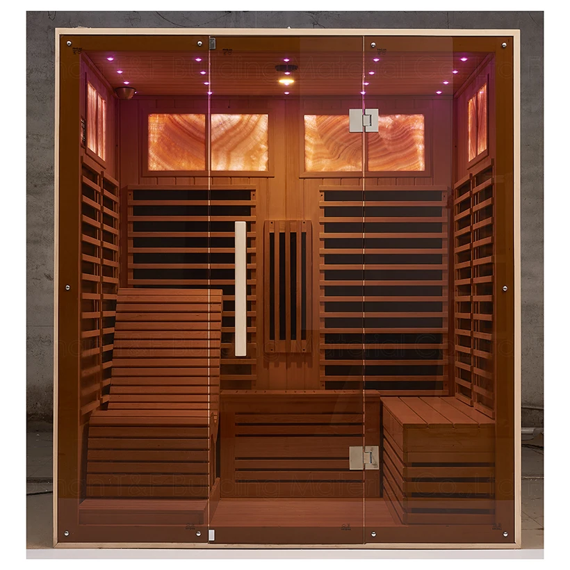 Person Luxury Far Infrared Spa Steam Bath Cabin Solid Wood Traditional Dry Steam Sauna Room