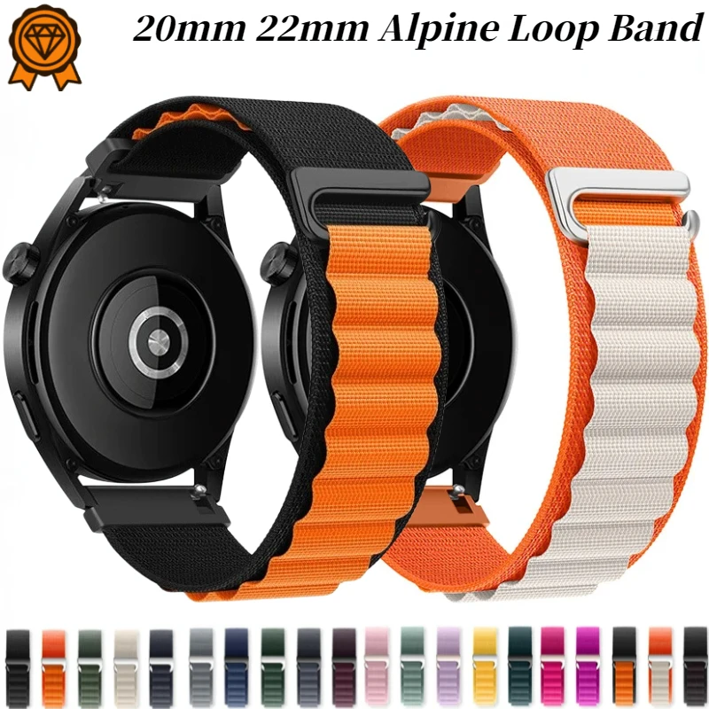 

20mm 22mm Nylon Alpine Loop Strap For Samsung Watch 7 6 5 4 Classic/Huawei Watch 4/3/GT4-3 Pro Bracelet Wristband Amazfit GTR