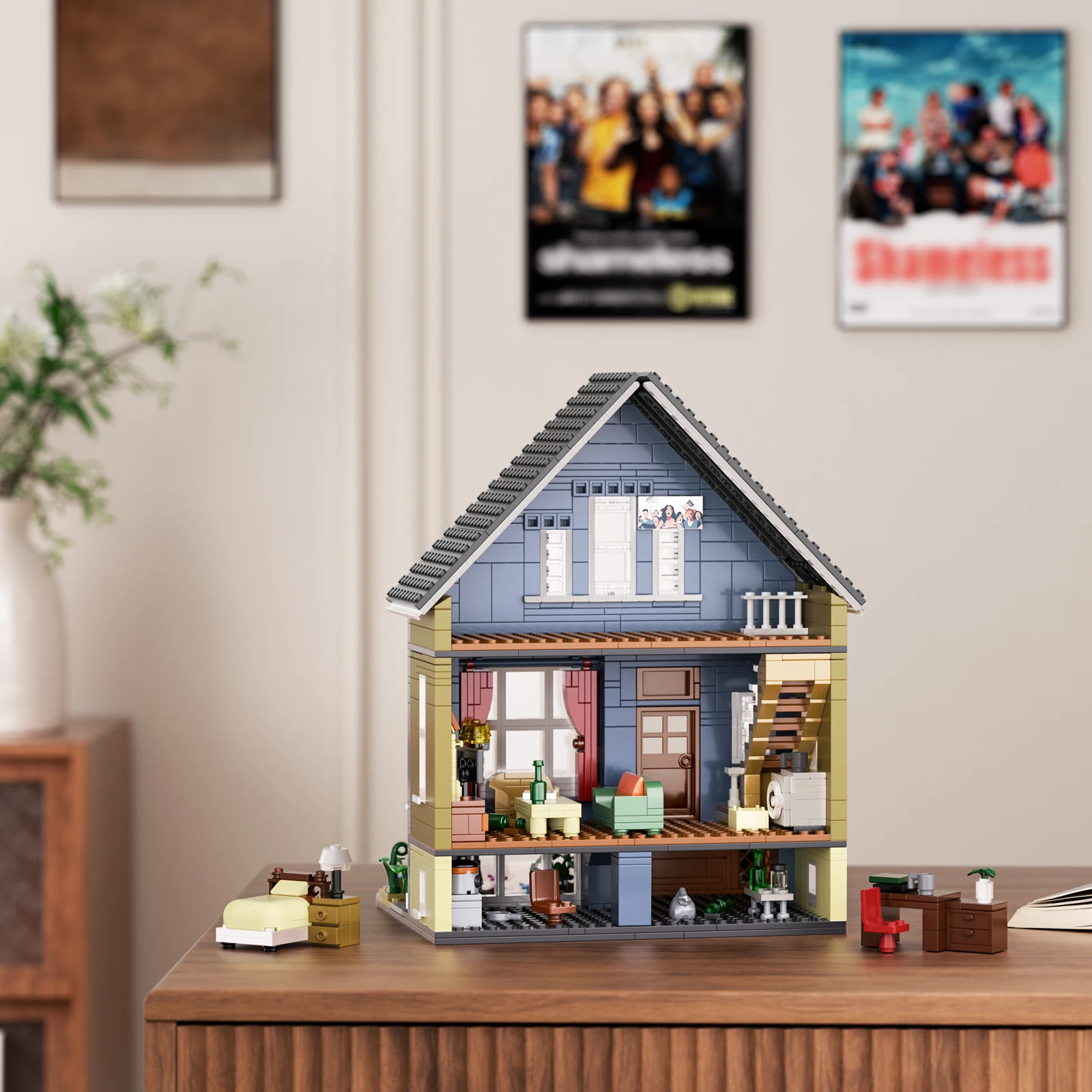 Zestaw Klocków Budowlanych Shameless House Gallagher House Bricks Komedia Architektura Kolekcja Dekoracja Domu Prezenty dla Fanów (1058 Elementów)