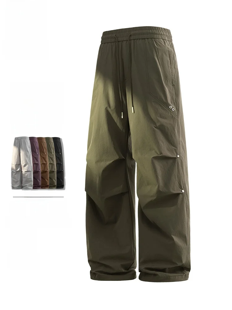 

Мужские летние брюки-карго в американском стиле, слегка плиссированные, повседневные, свободного кроя, молодежные, Vitali