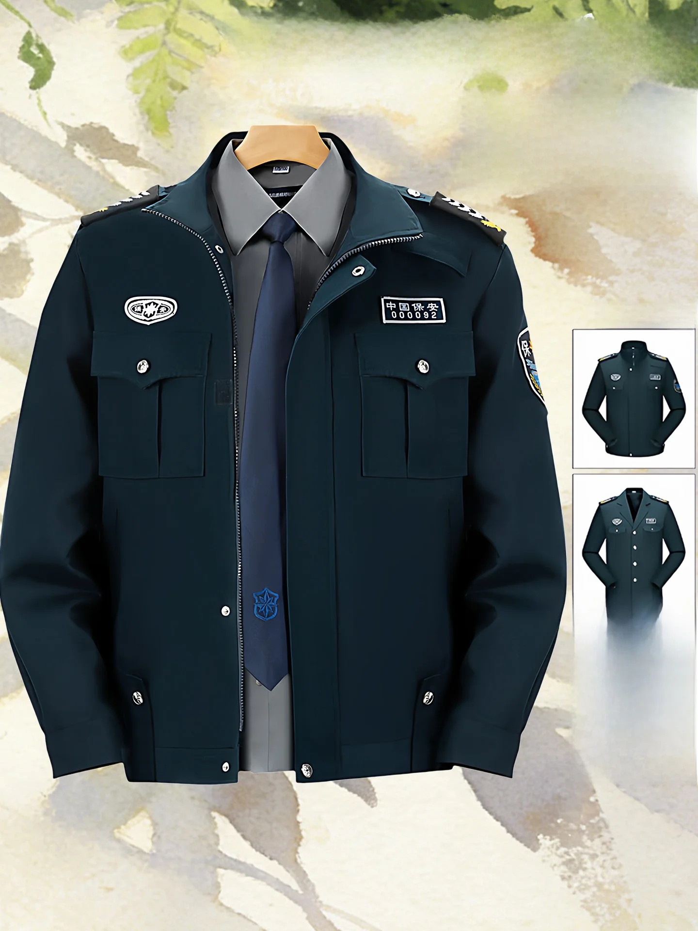 新しいスタイルの厚手冬用制服セット、警備員男性用、敷地警備員用防護服、屋外作業服