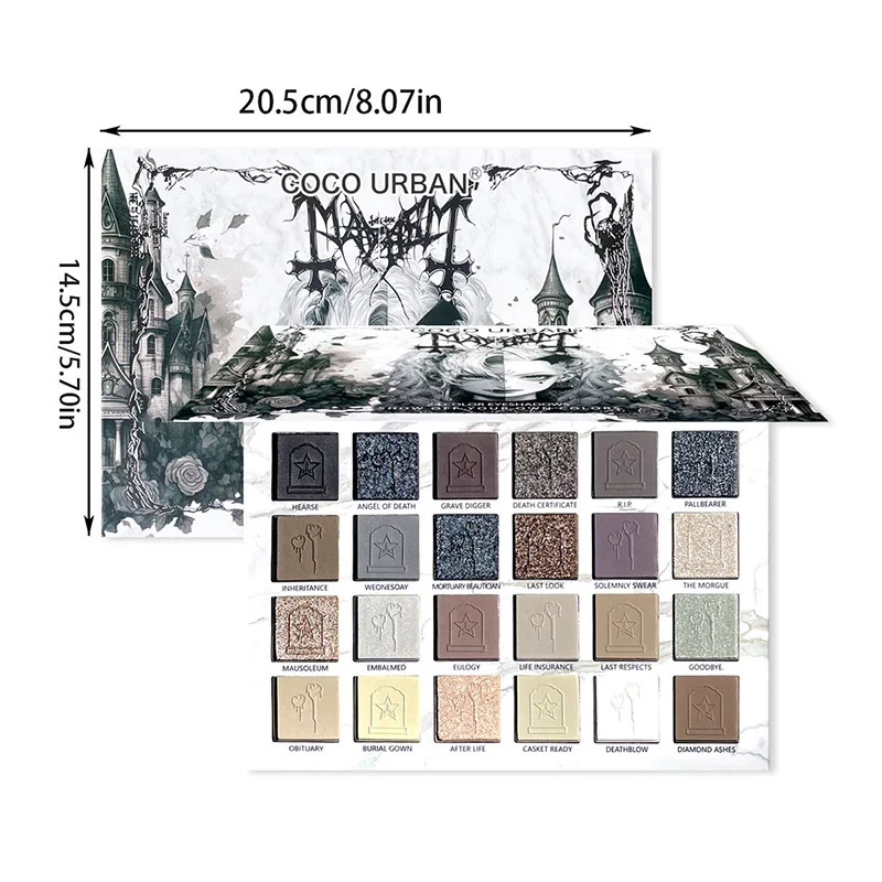 24 Color Halloween Eyeshadow Palette,Pearl Matte Glitter Eye Shadow Plate,Smoked Makeup Mashed Potato Earth Color Pallete