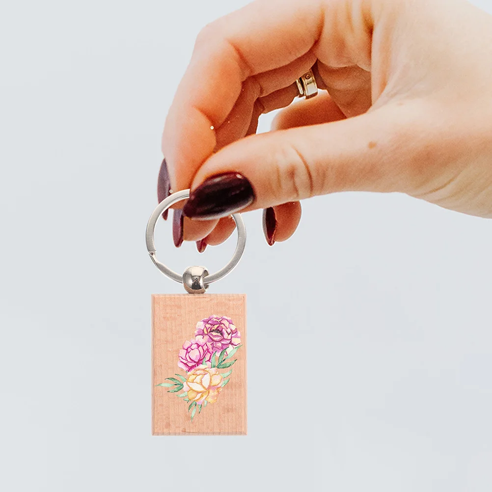 

12Pcs Blank Wooden Keychains Craft Supplies for DIY Engraving Luggage Tags Wall Decor Handmade Personalized Ornaments