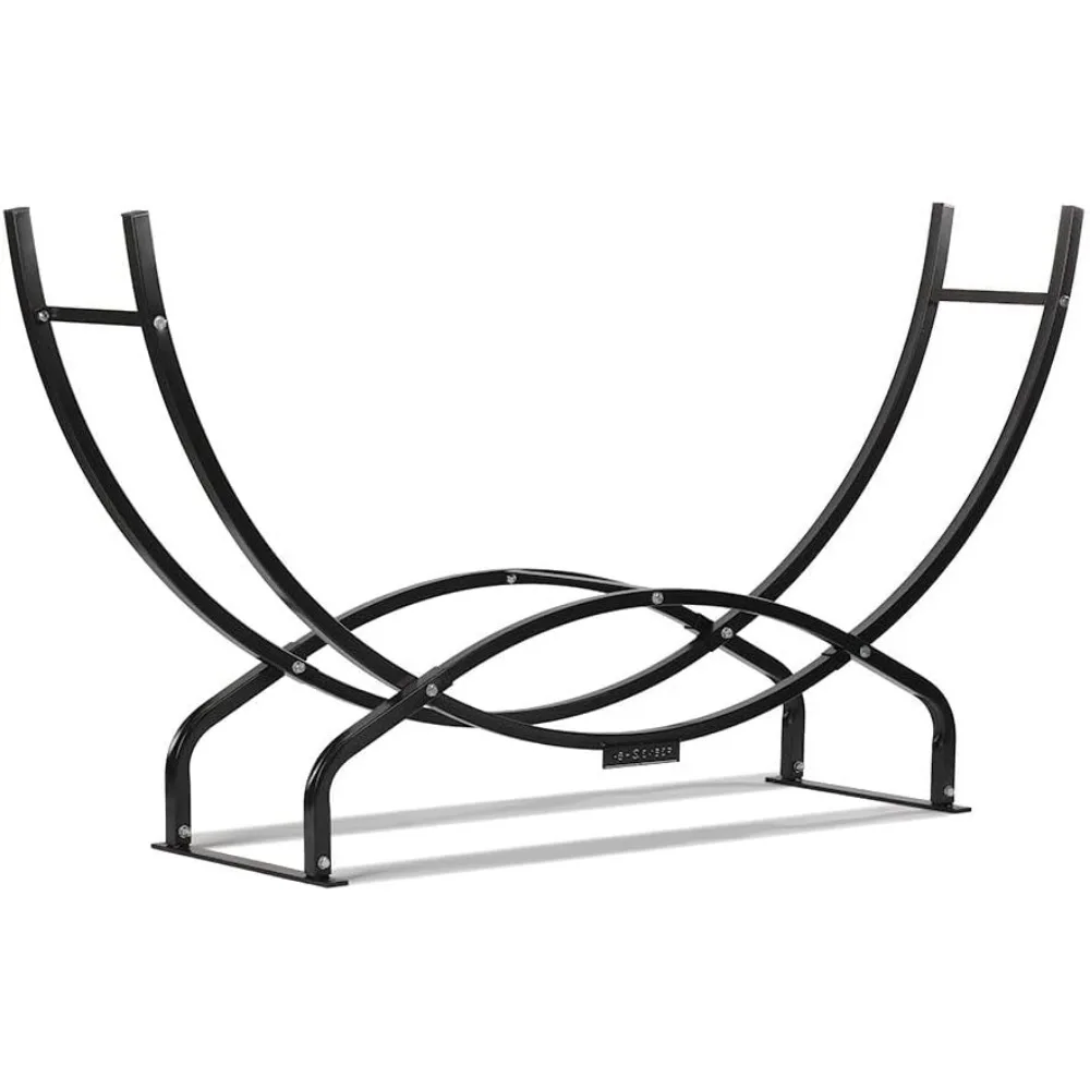 

Ash & Ember 8 ft Crescent Firewood Rack, Curved Two-Level Design, Square Steel Tubing, Durable Steel Tubing, Outdoor Lumber Stor