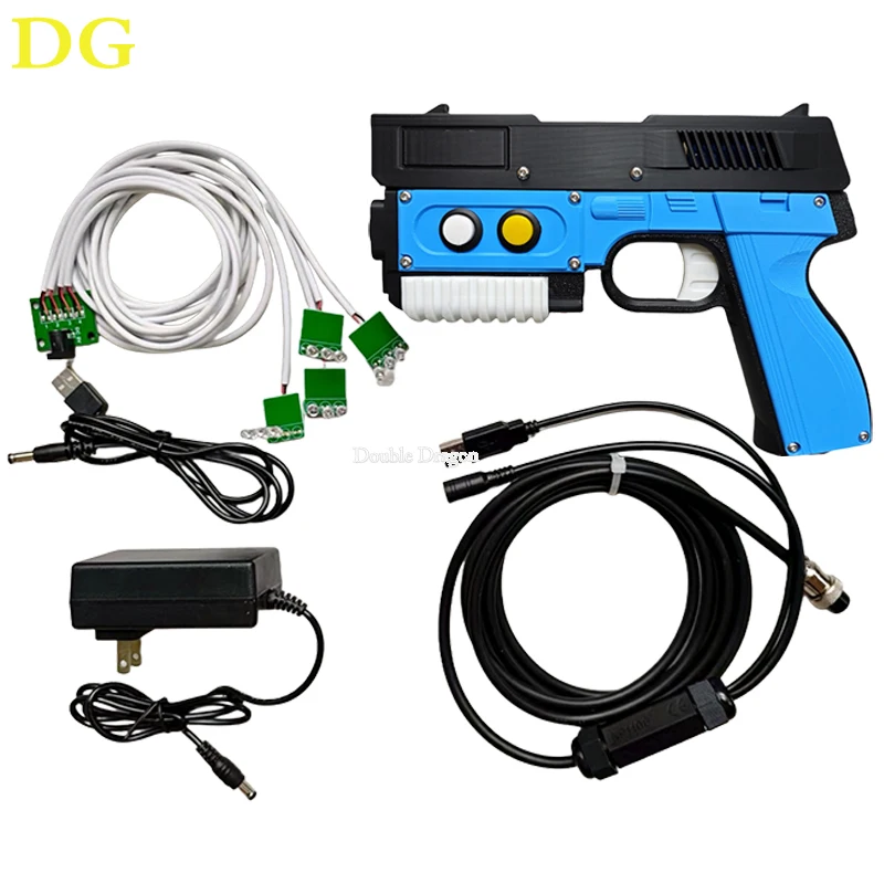 

DIY G4IR / OpenFire Light Gun Set for PC Games – 3D Printed Shell, Recoil, USB + IR Sensor + Power Adapter – Black / Blue