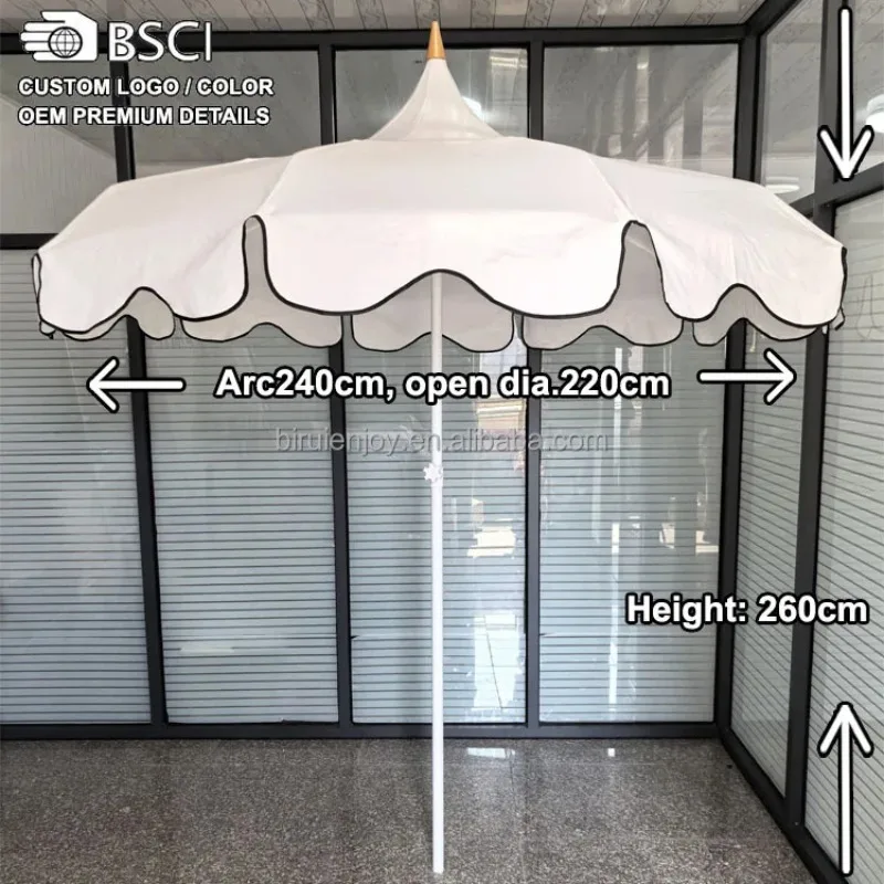 

【specialized】Hot 8ft Large Modern Outdoor Sunscreen Beach Parasol Heavy White Tower Patio Umbrella Garden Oute