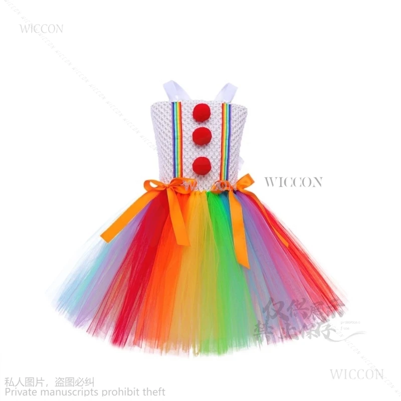 2024 Halloween Anime Colore Joker Tutu Vestito Per Le Ragazze Carnevale Pagliaccio Cosplay Lolita Kawaii Creepy Bambino Festa Spaventoso Vestiti Per Bambini