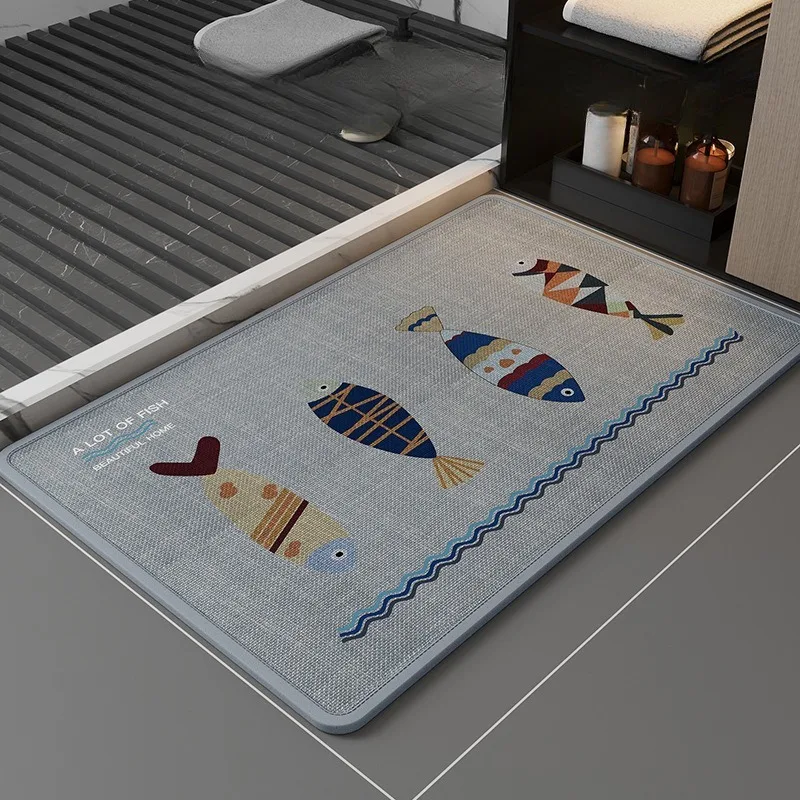 

Мультяшный коврик для ванной комнаты, мягкий впитывающий и быстросохнущий ковер, нескользящий моющийся прочный напольный коврик для дома, туалета, душа, ванны